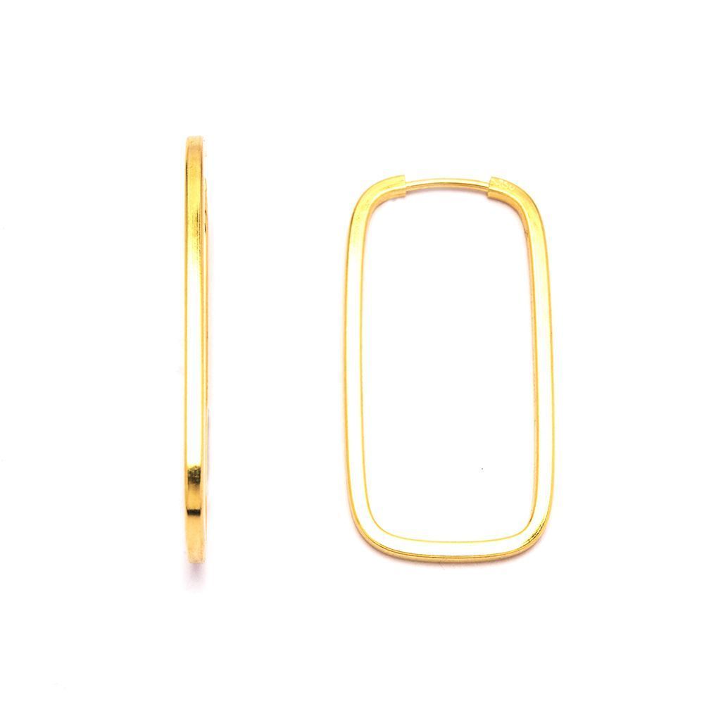 Brinco Argola Retangular em Ouro 18 Kilates - 20301