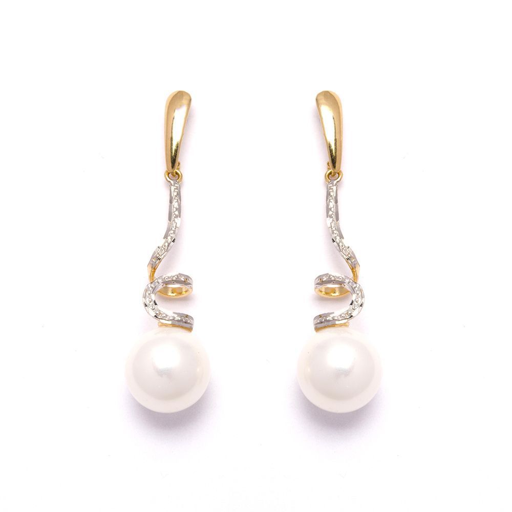 Brinco Longo P�rola Shell  em Ouro 18 Kilates - 20640