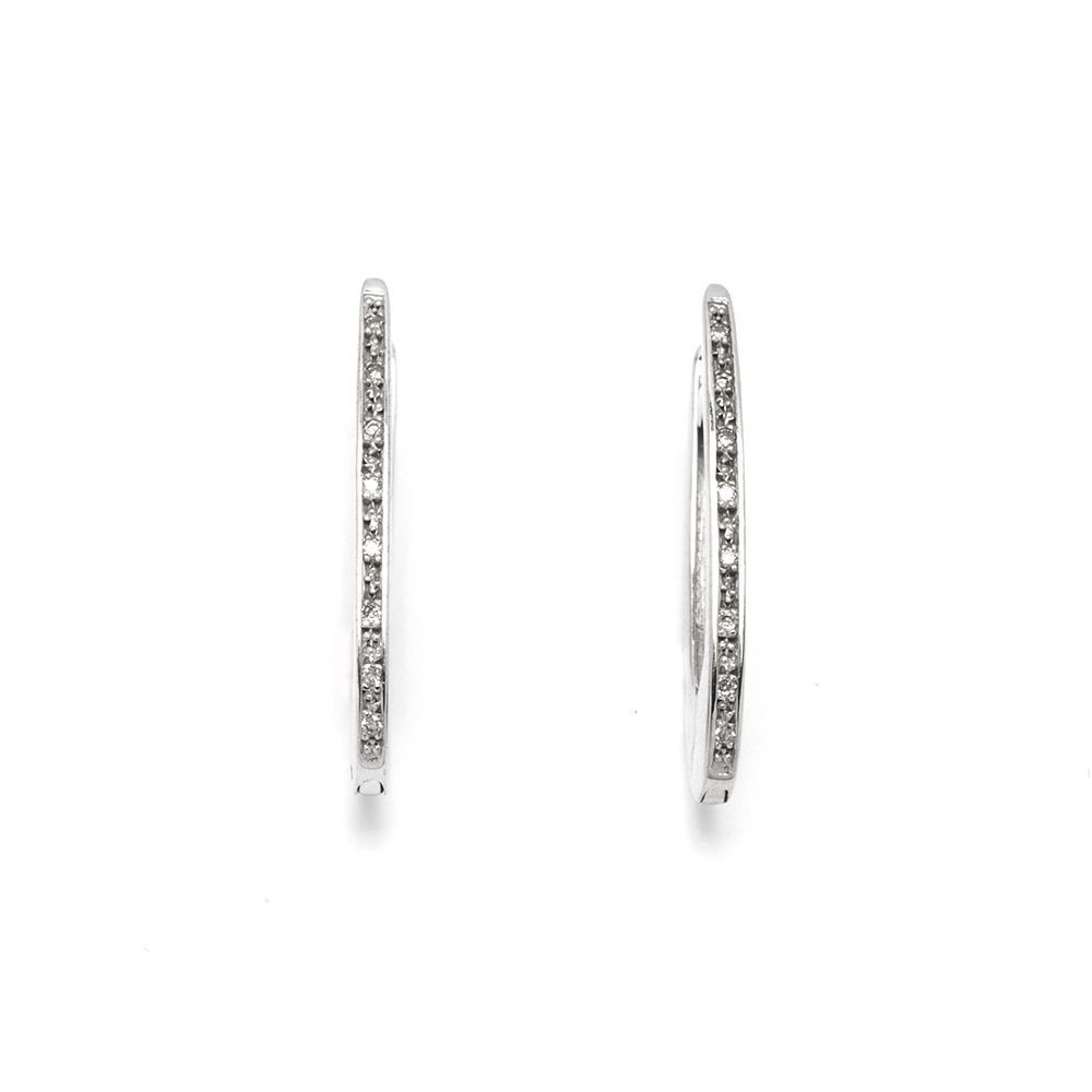 Brinco Argola U com Brilhantes em Ouro 18 Kilates - 20645