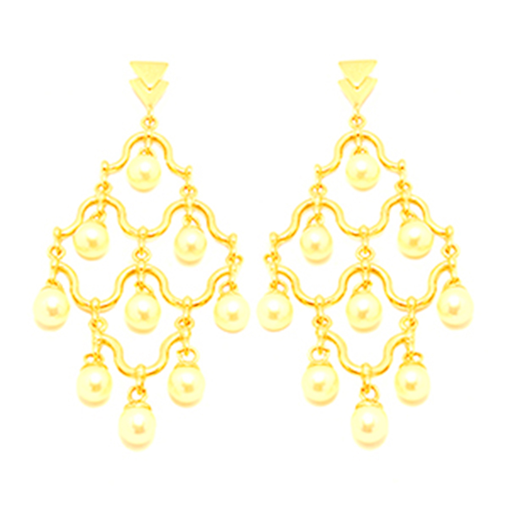 Brinco Cascata P�rola em Ouro 18 Kilates - 20849