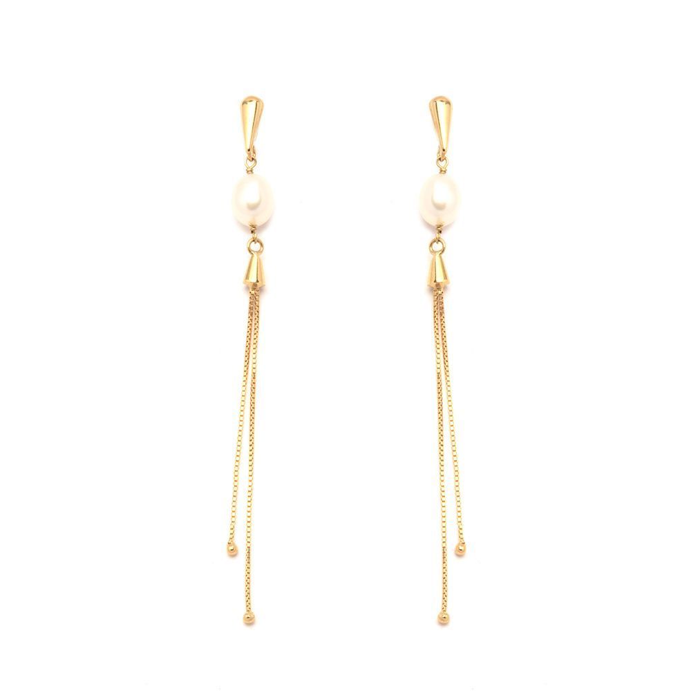Brinco Franja P�rola em Ouro 18 Kilates - 20853