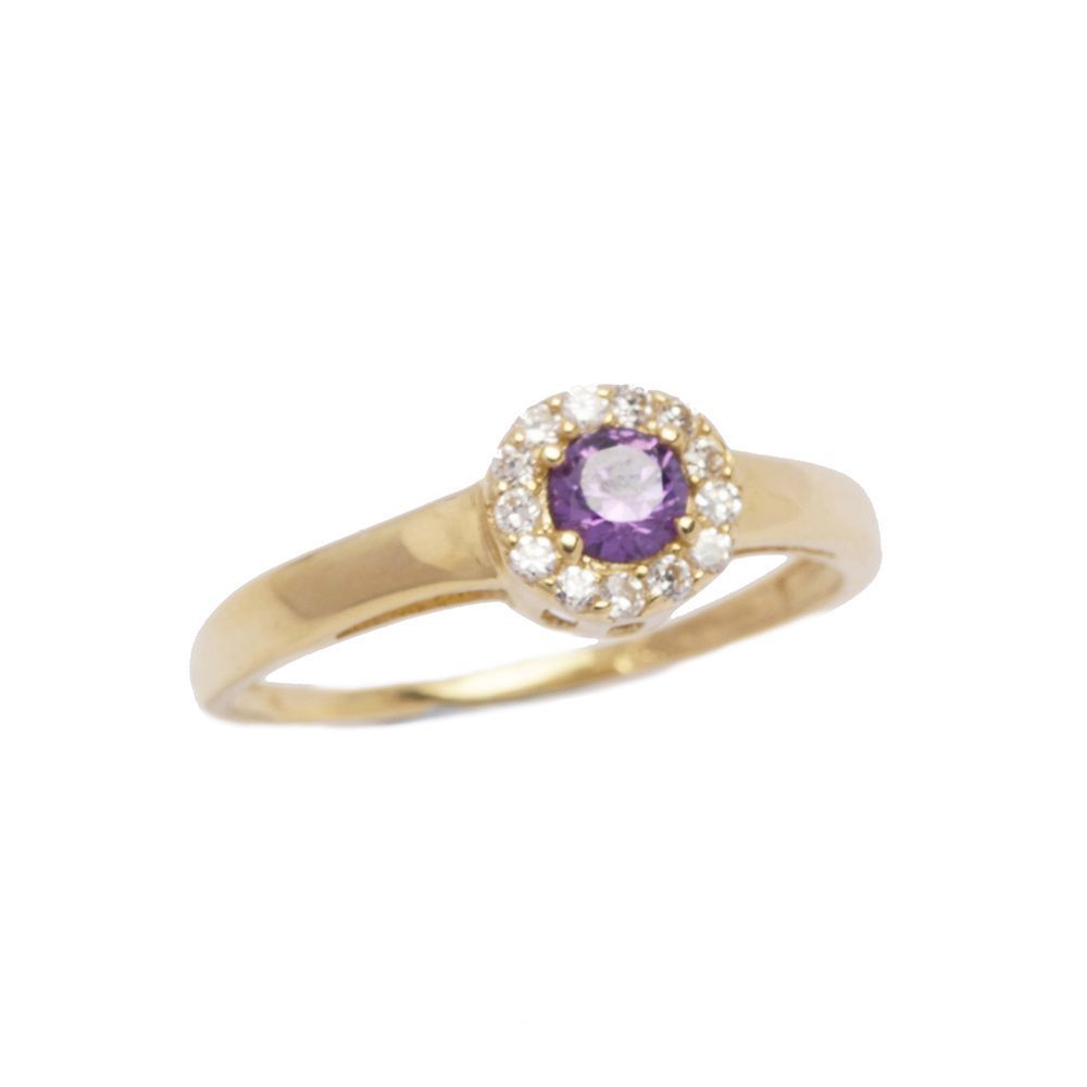 Anel Redondo Lil�s Sint�tico em Ouro 18 Kilates - 20934