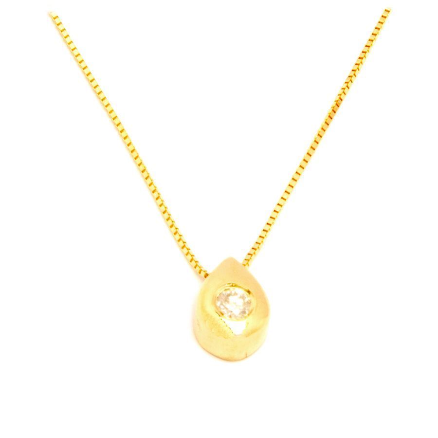 Colar Ponto de Luz Gota 5 Pontos em Ouro 18 Kilates - 21172