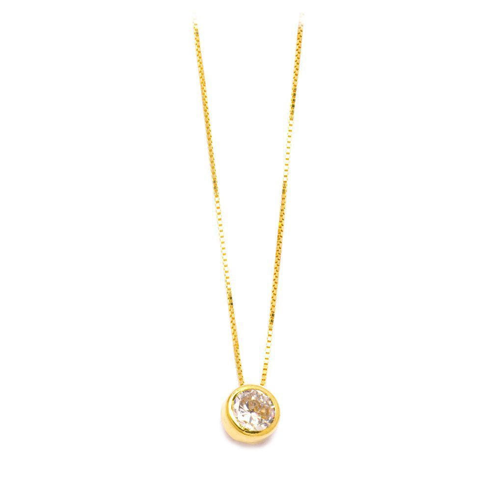 Colar Ponto de Luz Zirc�nia em Ouro 18 Kilates - 21174