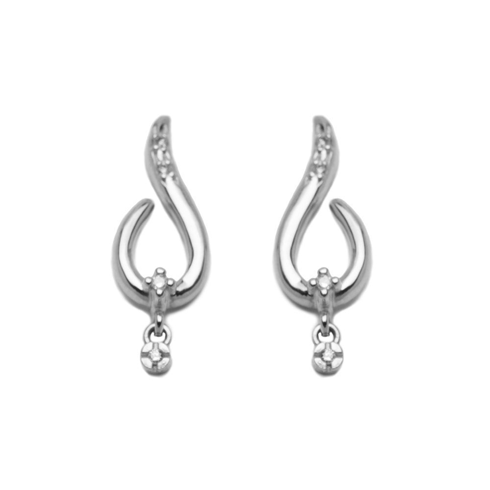 Brinco Gota com Brilhantes em Ouro Branco 18 Kilates - 21189