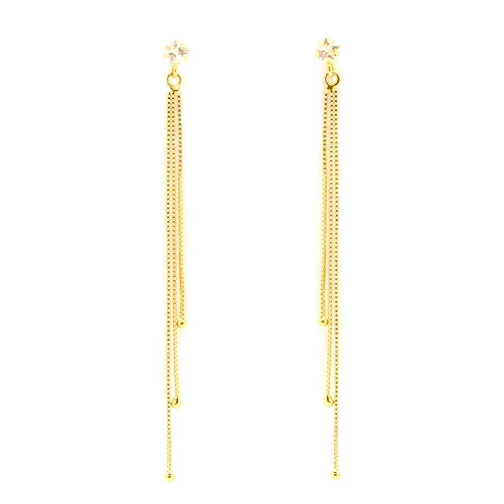 Brinco Estrela em Zirc�nia em Ouro 18 Kilates - 21269