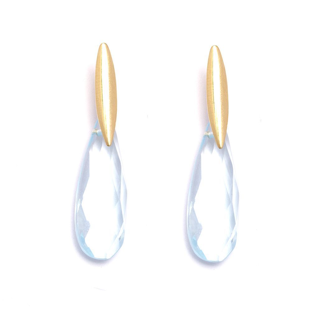 Brinco Gota em Quartzo Azul em Ouro 18 Kilates - 21307