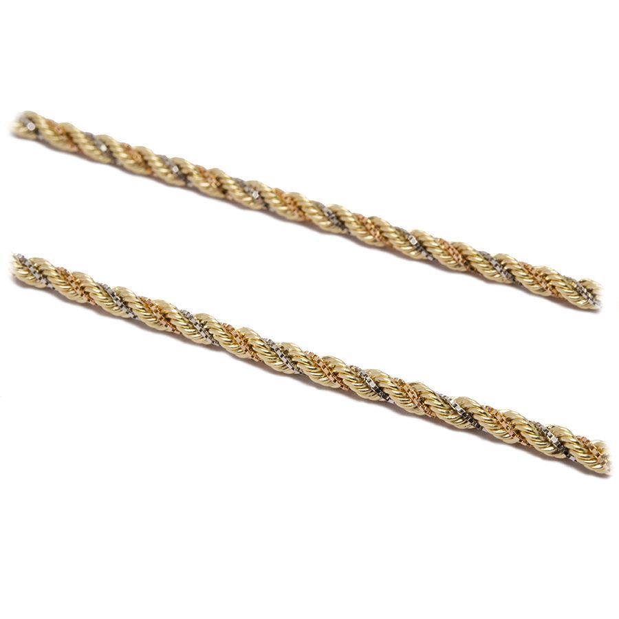 Colar Malha Corda Tricolor em Ouro 18 Kilates - 21659