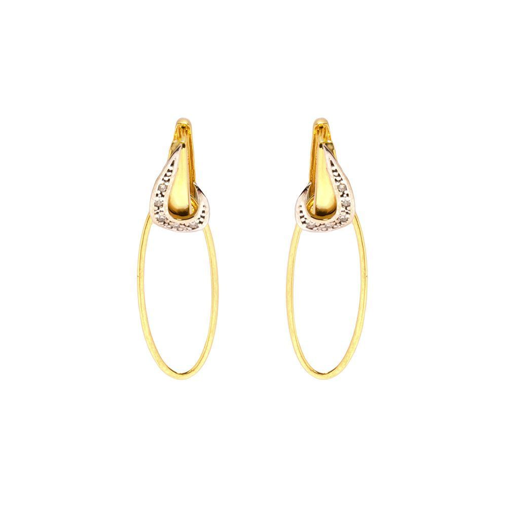 Brinco Argola com Brilhantes em Ouro 18 Kilates - 22844
