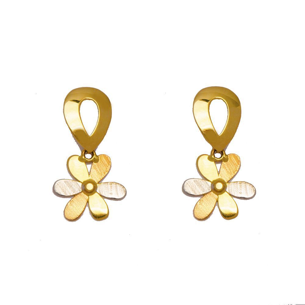 Brinco Flor Tri em Ouro 18 Kilates - 22857