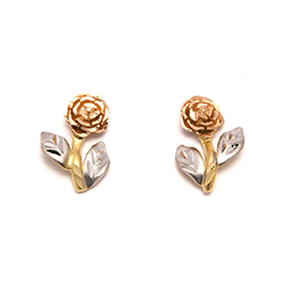 Brinco Flor Tri Mini em Ouro 18 Kilates - 22874