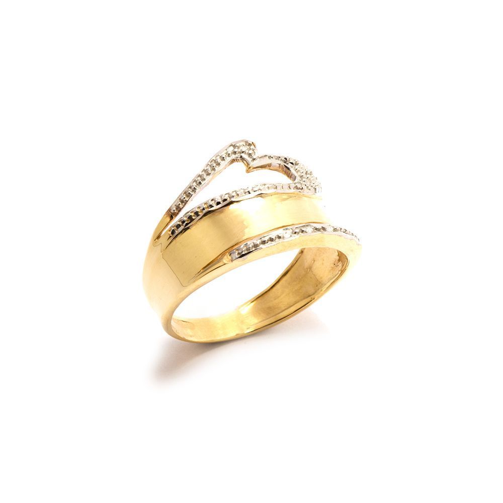Anel Cora��o Estilizado em Ouro 18 Kilates - 22879