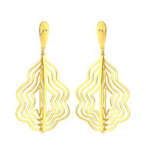 Brinco Onda Estilizado com Brilhantes em Ouro 18 Kilates - 23773
