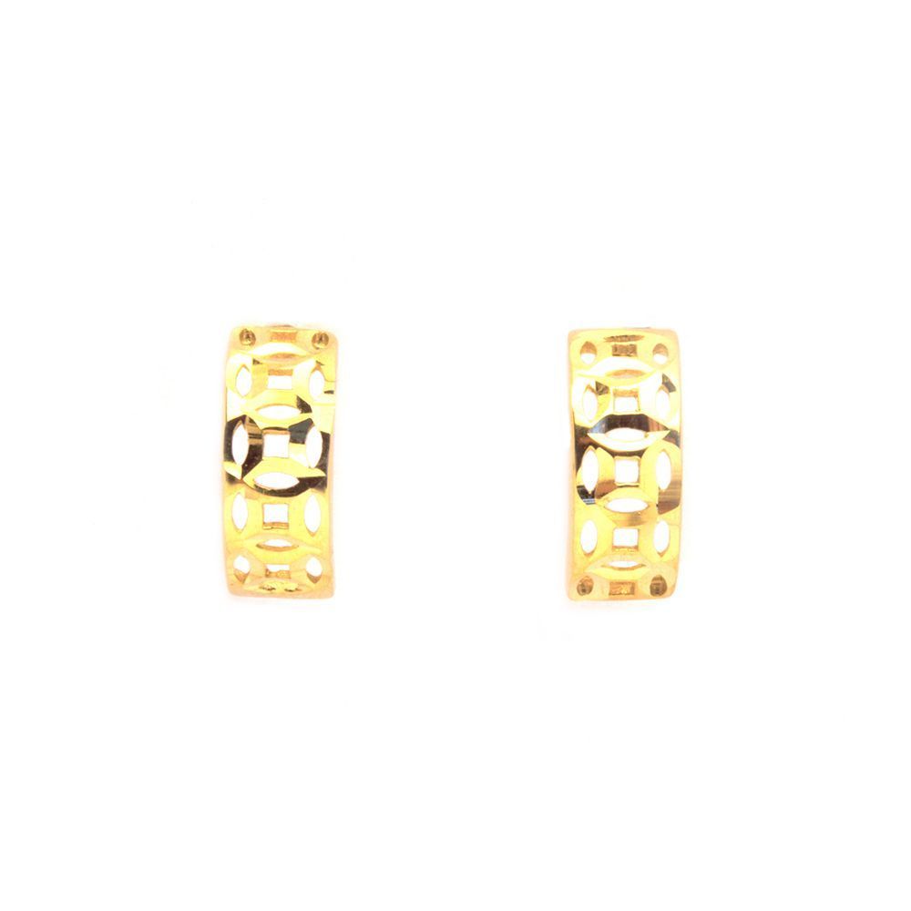 Brinco Meia Argola em Ouro 18 Kilates - 23787