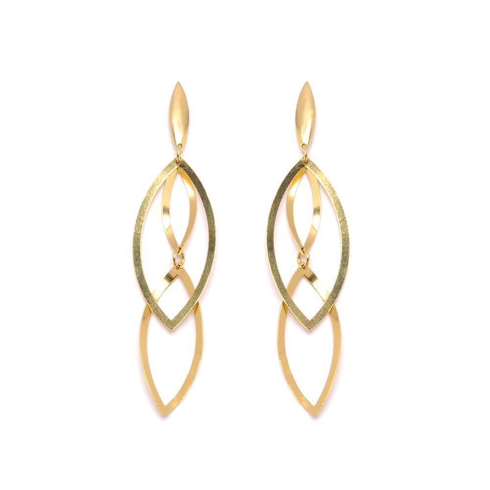 Brinco Folhas em Ouro 18 Kilates - 24102