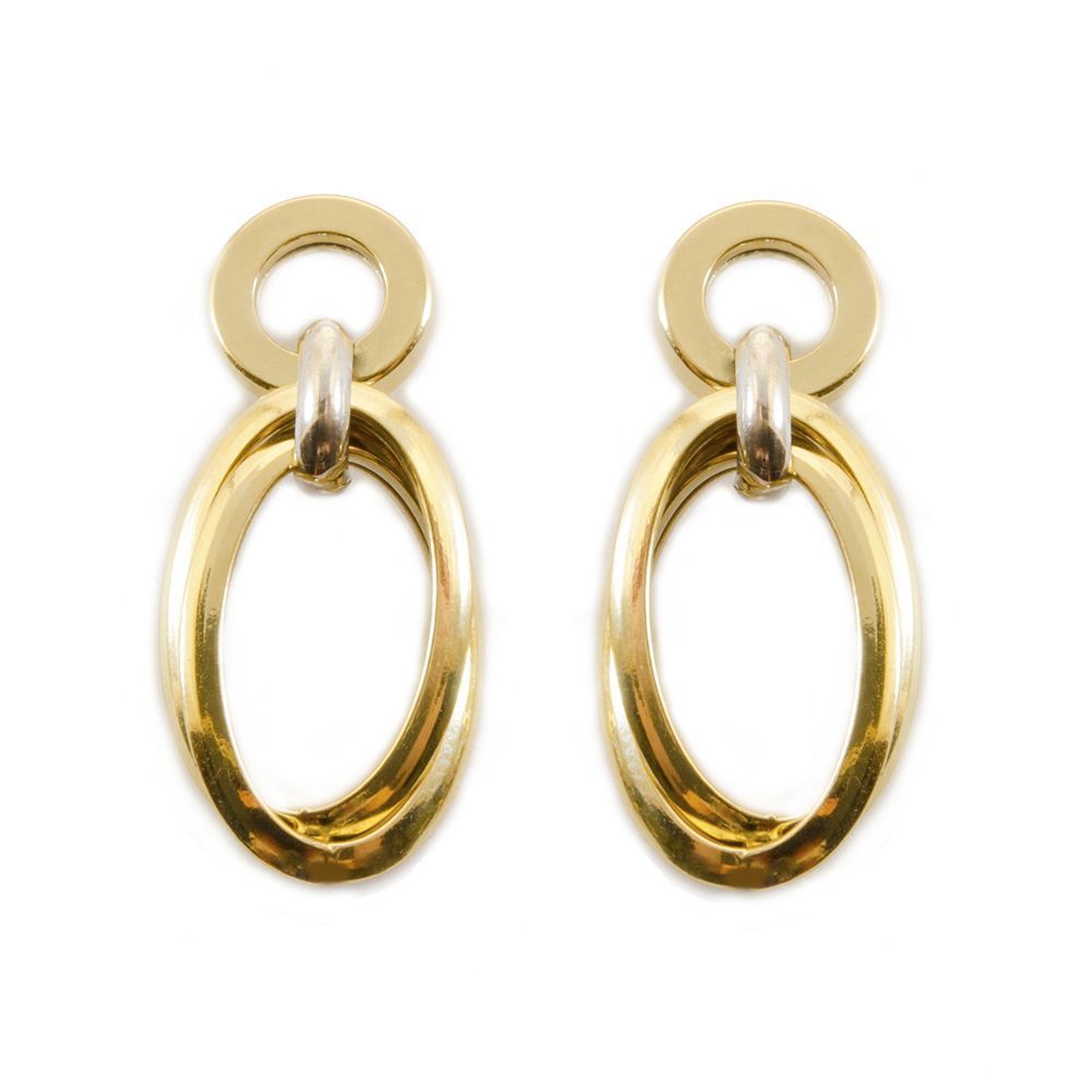 Brinco Oval Duplo em Ouro 18 Kilates - 24239
