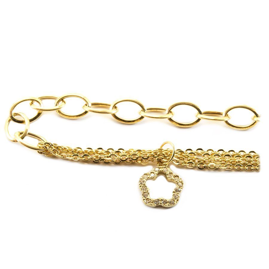 Pulseira Mista Flor com Zirc�nia em Ouro 18 Kilates  - 24241