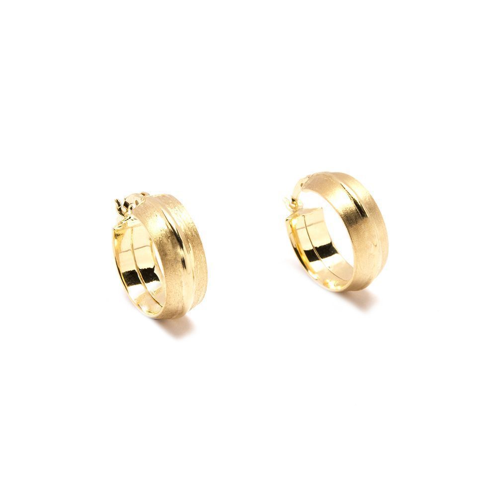 Brinco Argola Acetinada em Ouro 18 Kilates - 25001