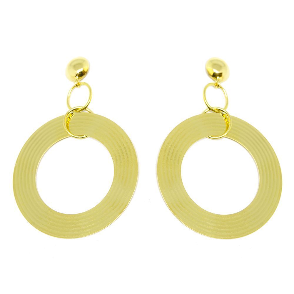 Brinco Longo com Discos em Ouro Amarelo 18 Kilates - 25031