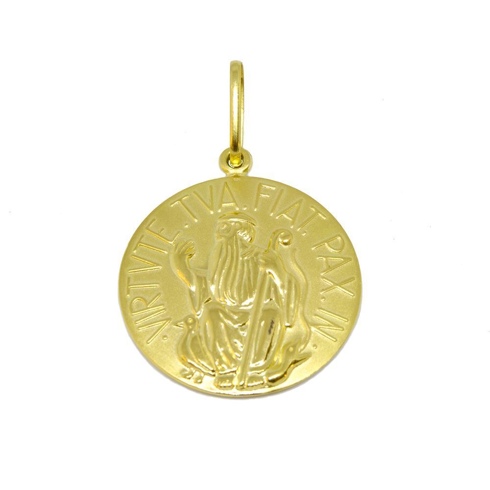 Pingente S�o Bento Oco Pequeno em Ouro Amarelo 18 kilates - 25059