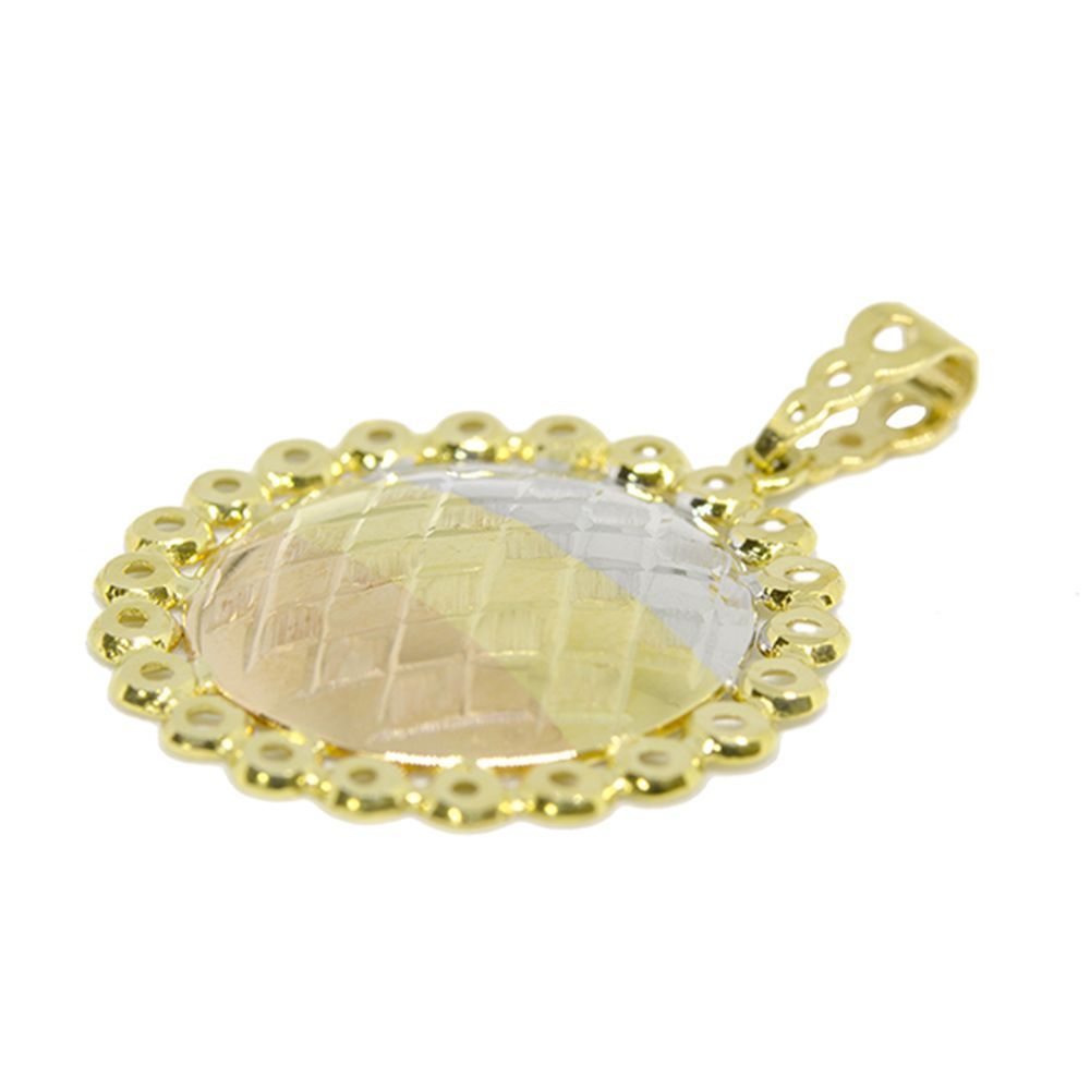 Pingente Mandala Treli�a Tricolor em Ouro 18 Kilates - 25124