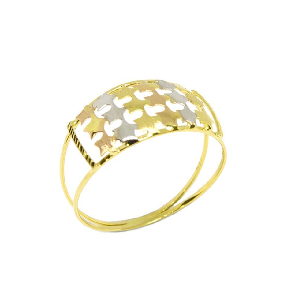 Anel Estrelas Tri em Ouro 18 Kilates - 25130
