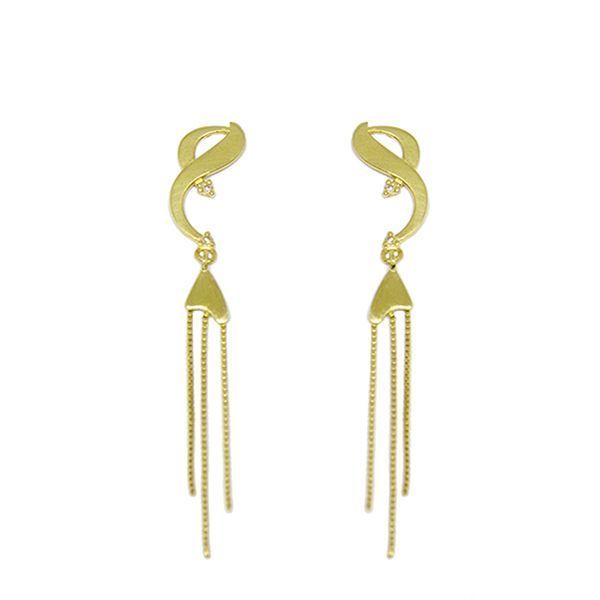 Brinco Longo Charme com Brilhantes em Ouro 18 Kilates - 25149