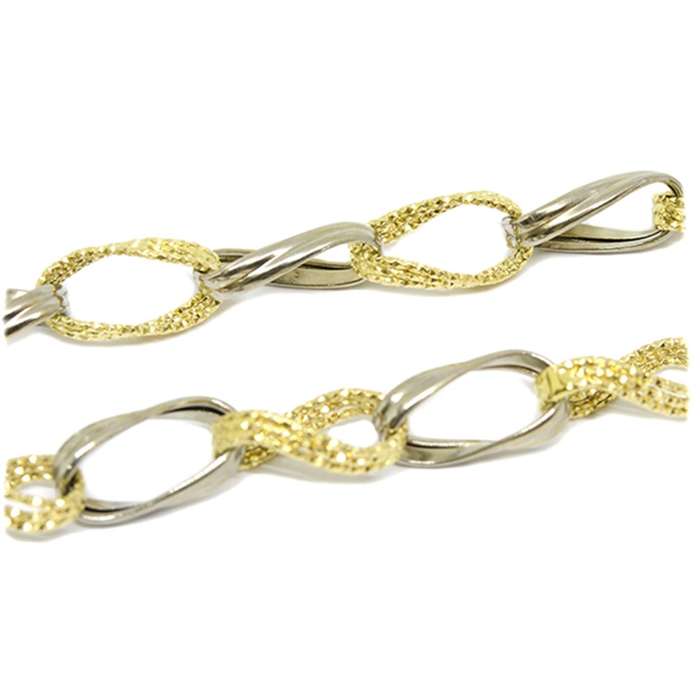 Pulseira Torcida Bicolor Oca em Ouro 18 Kilates � 25222