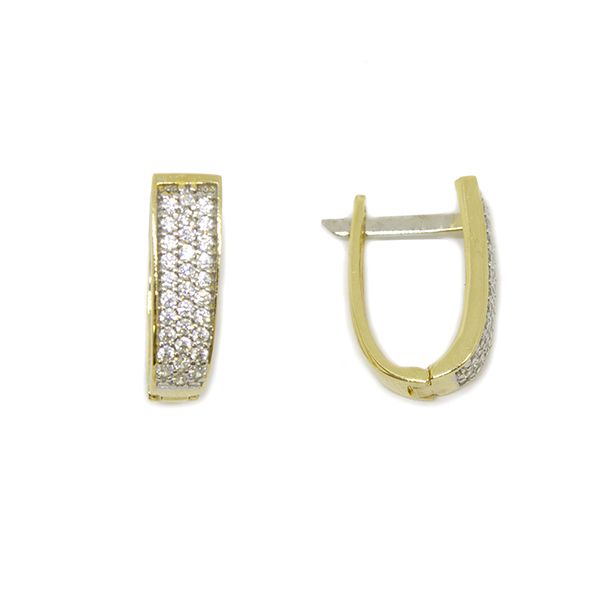 Brinco Argola Bicolor com Zirc�nias em Ouro 18 Kilates � 25243