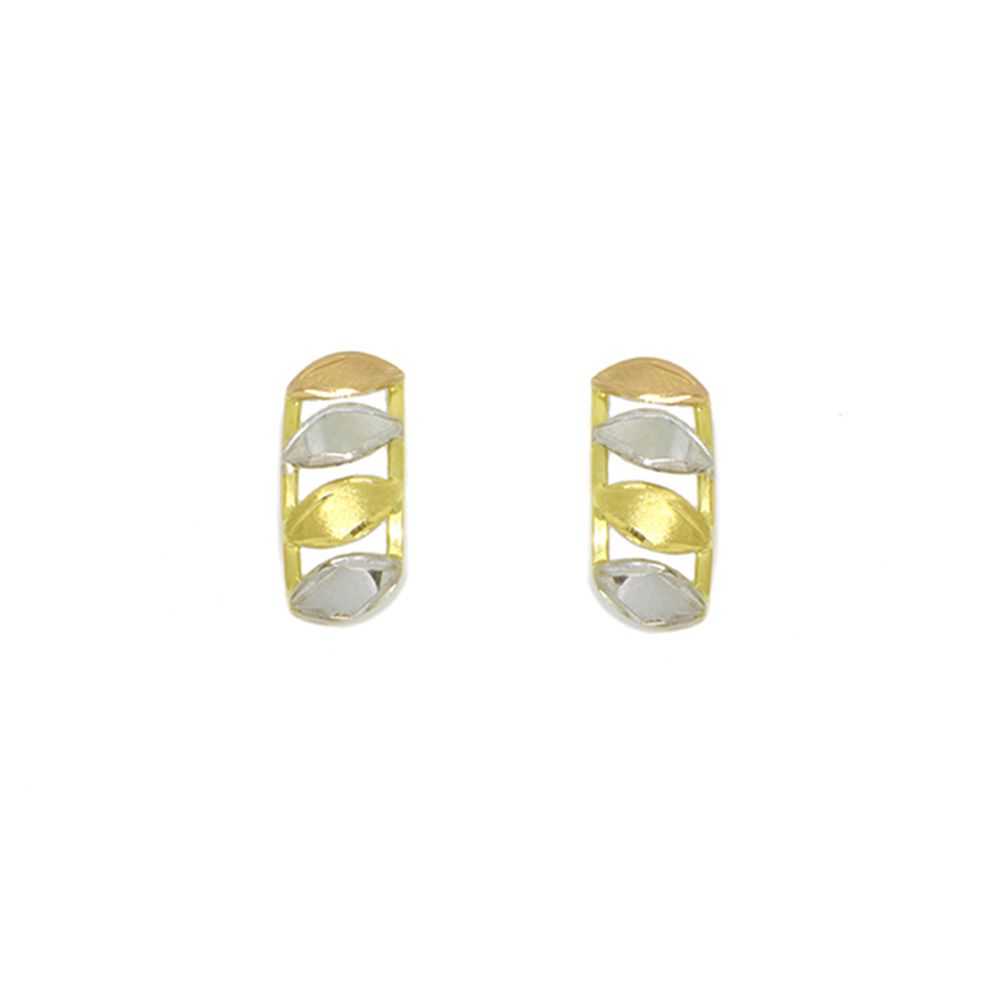 Brinco Folha Tricolor em Ouro 18 Kilates � 25247