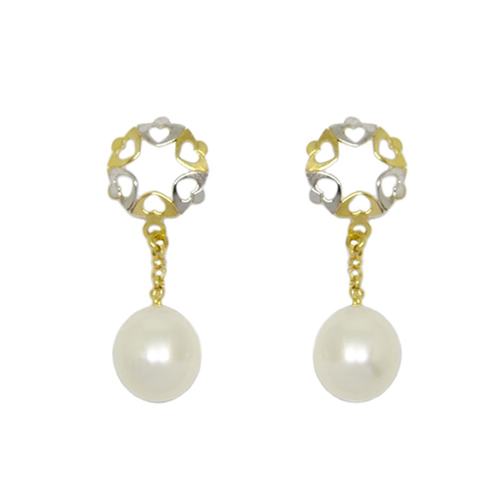 Brinco Loves Bicolor P�rola Shell em Ouro 18 Kilates � 25250