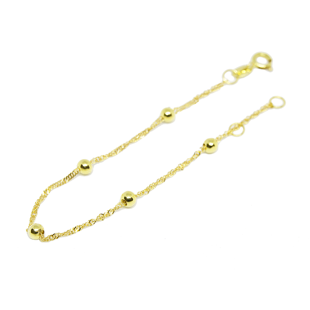 Pulseira Infantil de Bolinha Malha Singapura em Ouro 18 Kilates - 25275