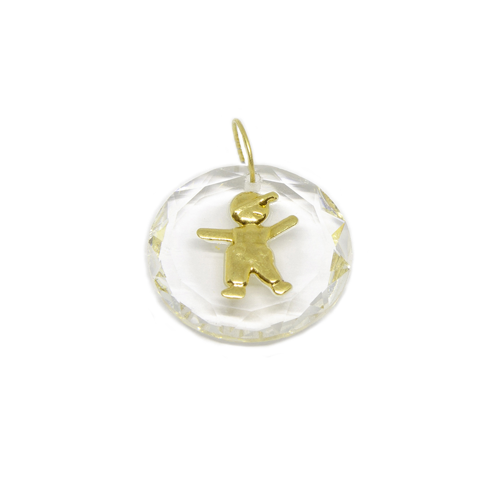 Pingente Boneco no Cristal em Ouro 18 Kilates � 25323