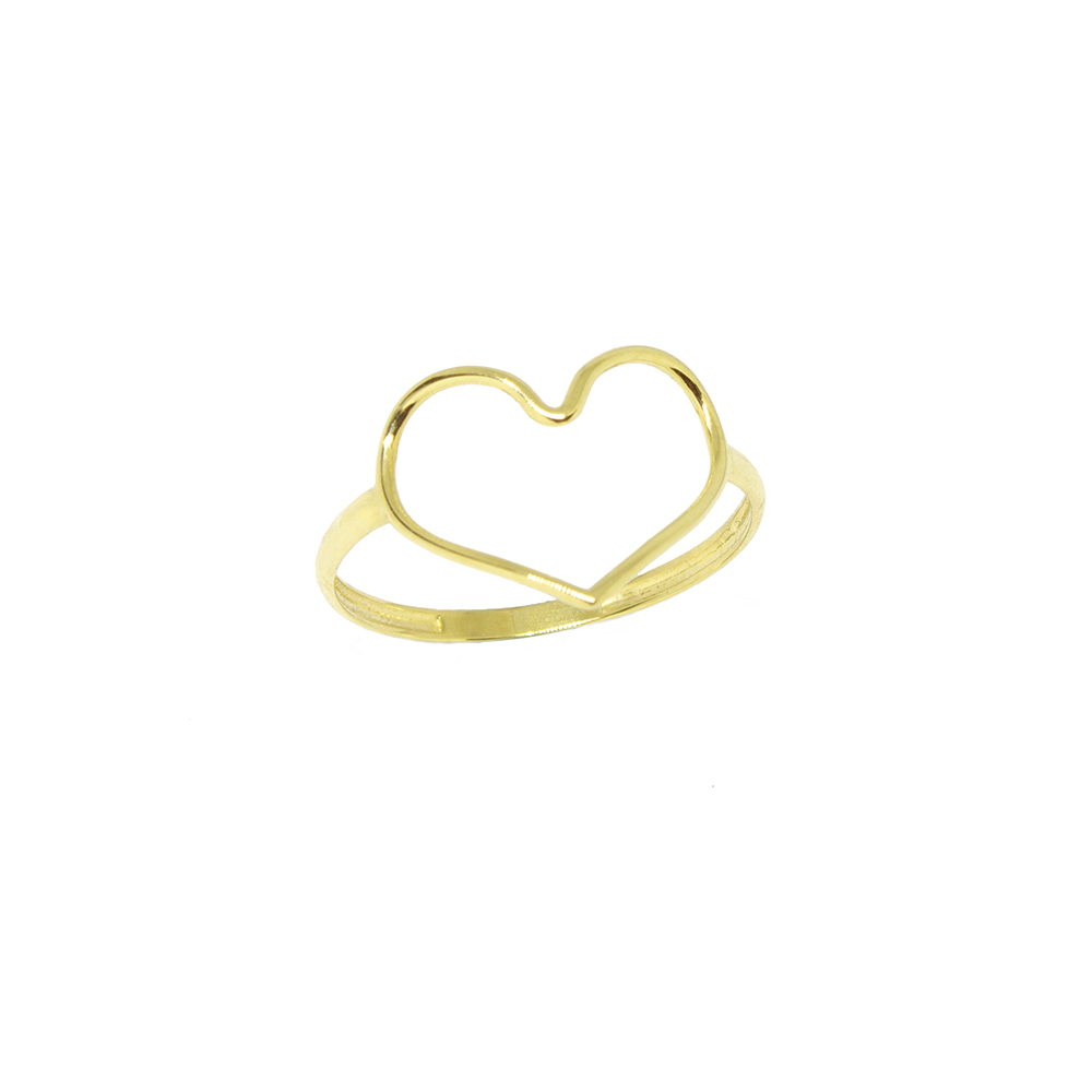 Anel Cora��o Vazado em Ouro 18 Kilates � 25349