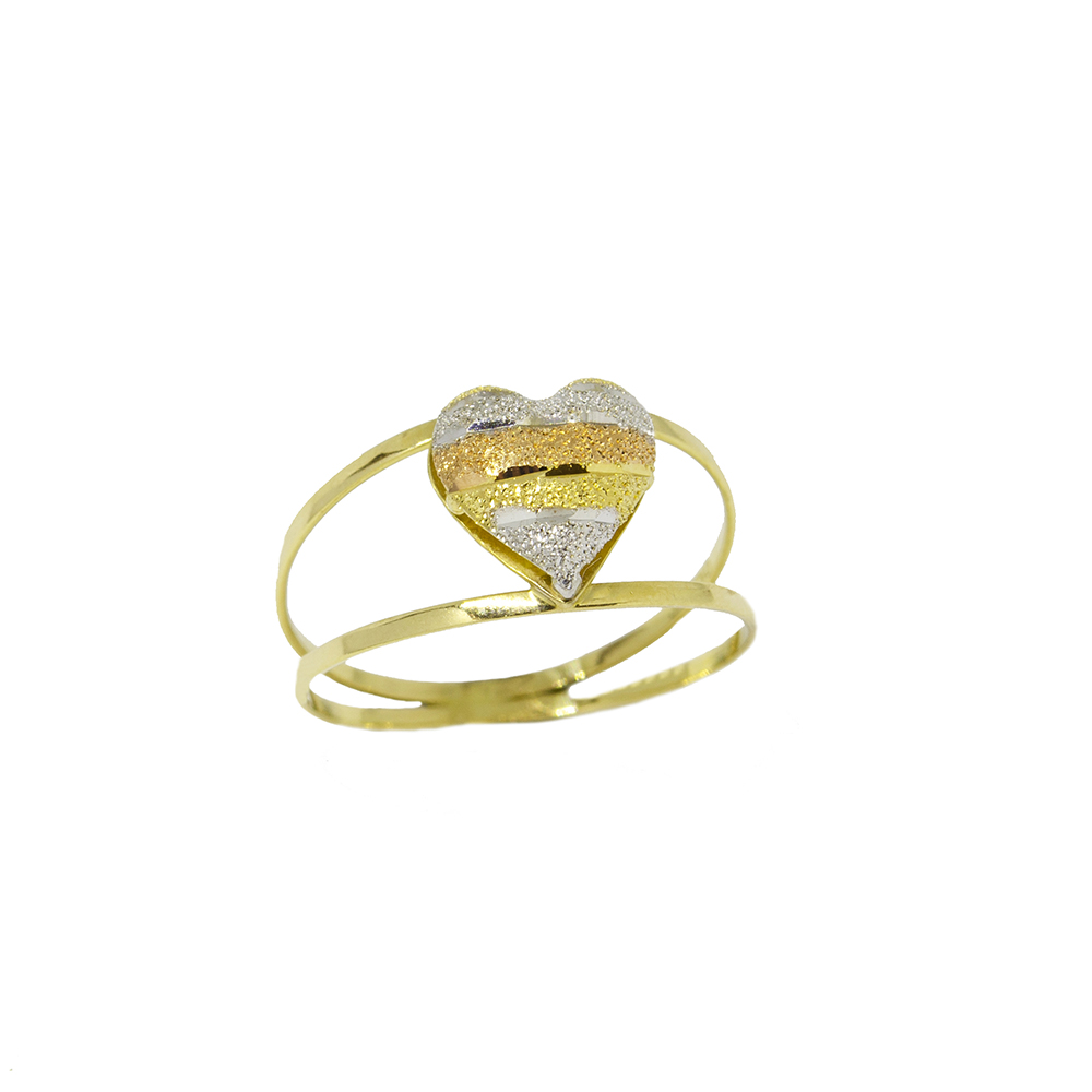 Anel Cora��o Tricolor em Ouro 18 Kilates � 25370