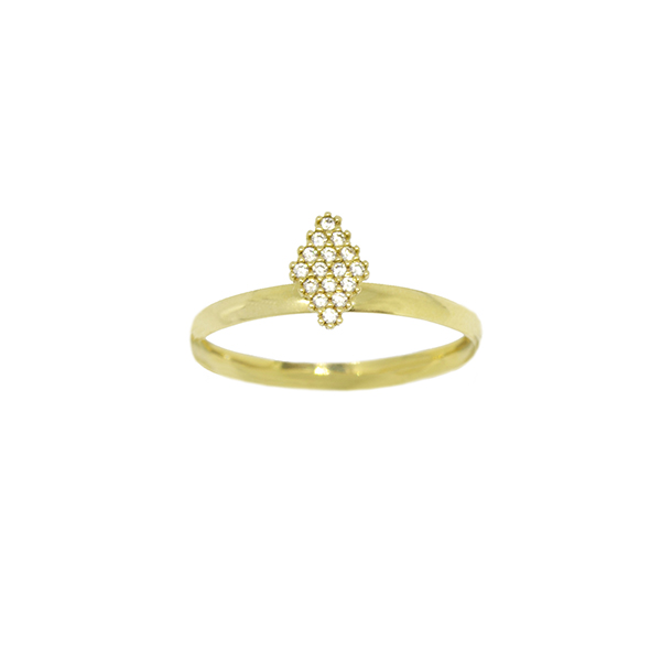 Anel Solit�rio Losango Zirc�nia em Ouro 18 Kilates � 25431