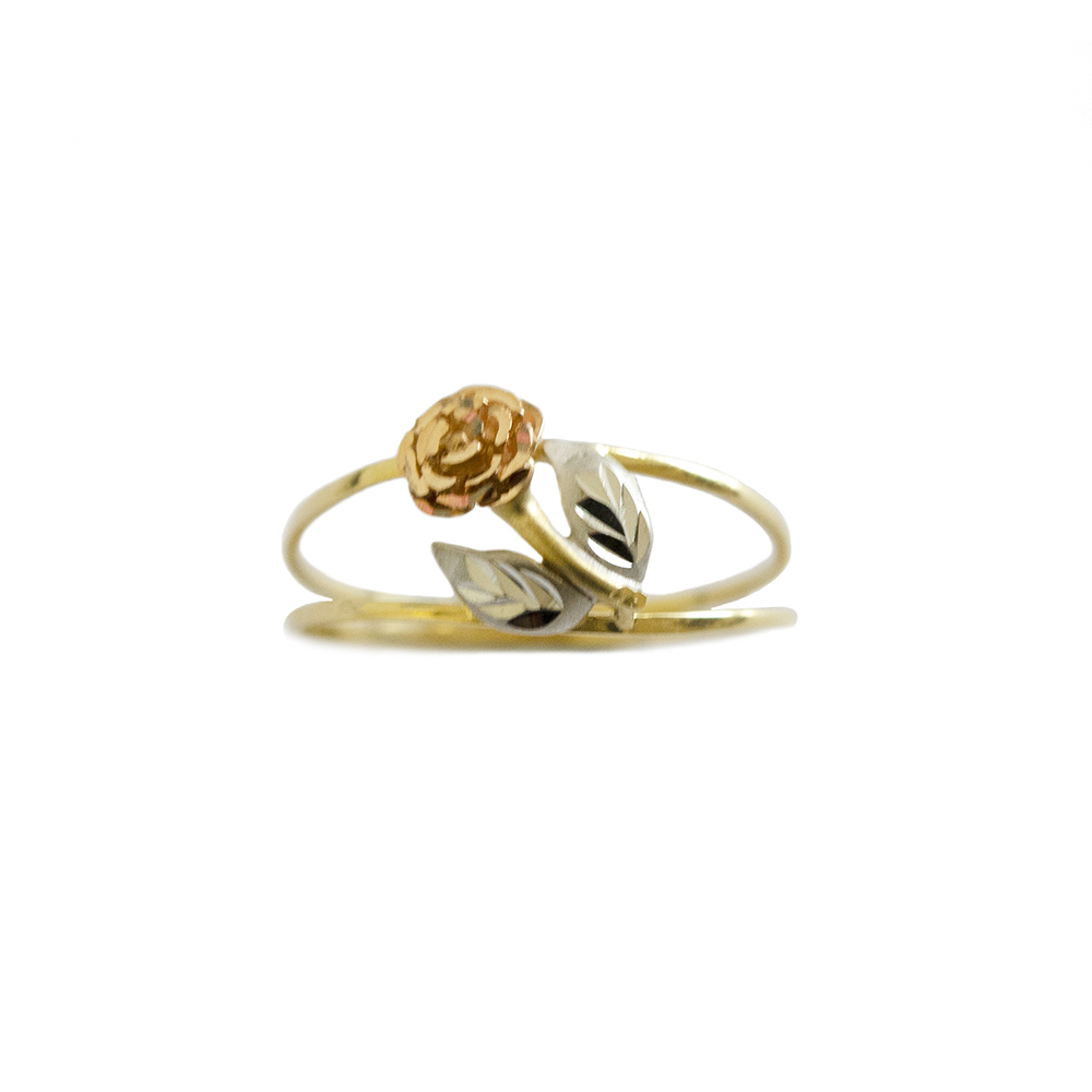 Anel Flor Tricolor em Ouro 18 Kilates � 25464