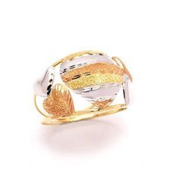Anel Cora��o Tricolor em Ouro 18 Kilates - 20265