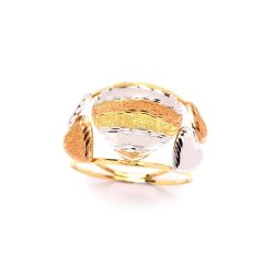 Anel Cora��o Tricolor em Ouro 18 Kilates - 20265
