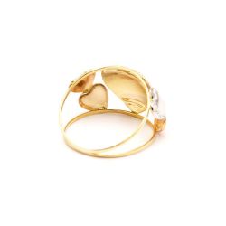 Anel Cora��o Tricolor em Ouro 18 Kilates - 20265