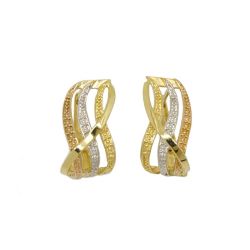 Brinco Tr�s Fios Tricolor em Ouro 18 Kilates - 20303