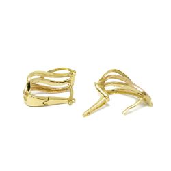 Brinco Tr�s Fios Tricolor em Ouro 18 Kilates - 20303