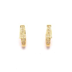 Brinco Geom�trico com Brilhantes em Ouro 18 Kilates - 20328
