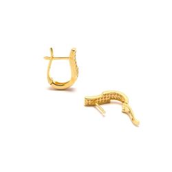 Brinco Geom�trico com Brilhantes em Ouro 18 Kilates - 20328