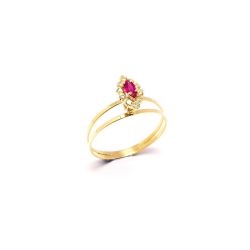 Anel Chuveiro com Rubi em Ouro 18 Kilates - 20379