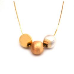 Colar 3 Esferas em Ouro 18 Kilates - 20448