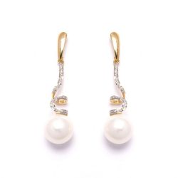 Brinco Longo P�rola Shell  em Ouro 18 Kilates - 20640