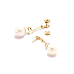 Brinco Longo P�rola Shell  em Ouro 18 Kilates - 20640