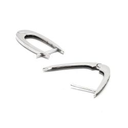 Brinco Argola U com Brilhantes em Ouro 18 Kilates - 20645