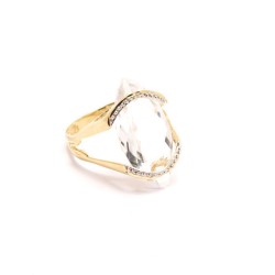Anel Quartzo Branco em Ouro 18 Kilates - 20650